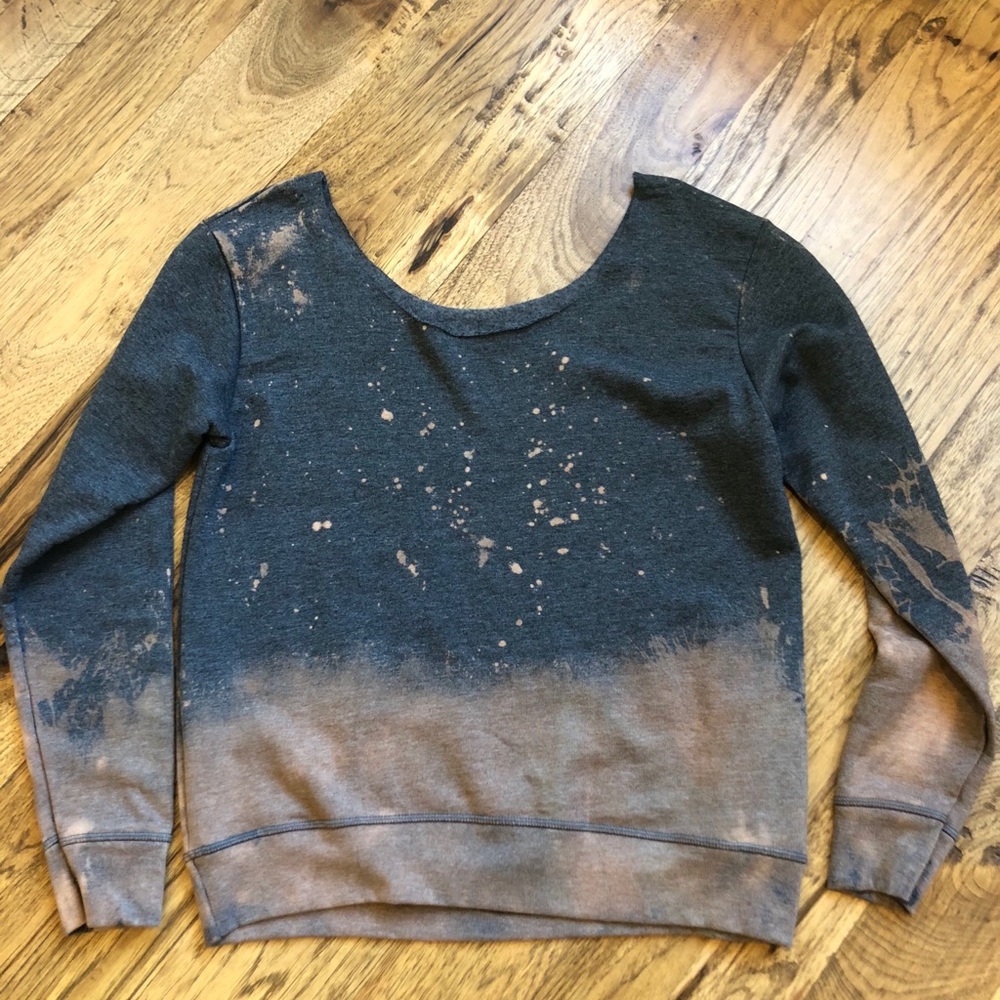 Acid Wash Vintage Sweatshirt Off Shoulder - Picture 7 of 8